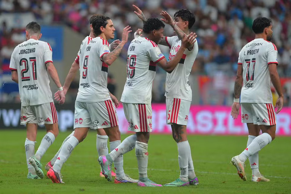 Flamengo comemora vitória contra o Bahia Campeonato Brasileiro 2026 — Foto: Walmir Cirne/AGIF